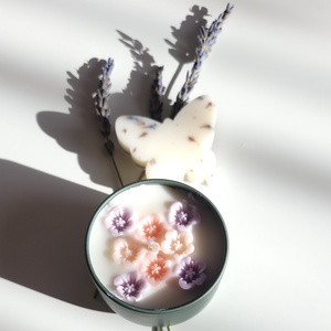 Francia vanília és levendula pici virágos illatgyertya - otthon & életmód - gyertya, illat, aroma - gyertya - Meska.hu