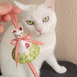 Cuki cica kerámia szélcsengő macska aranyos - Meska.hu