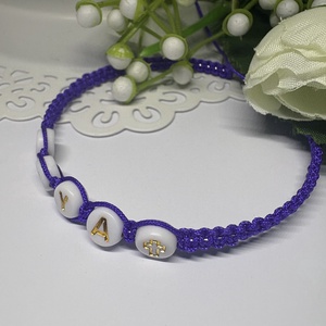  Fonott makramé karkötő  kerek betűkkel  memoria drót alapon - ékszer - karkötő - fonott karkötő - Meska.hu