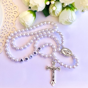  Egyedi gyöngyös rózsafüzér  személyre szabható névvel ????, Ékszer, Nyaklánc, Monogram & Névnyaklánc, Ékszerkészítés, Gyöngyfűzés, gyöngyhímzés, MESKA