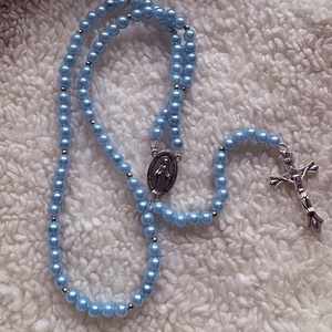  Egyedi gyöngyös rózsafüzér kék   személyre szabható névvel , Ékszer, Nyaklánc, Monogram & Névnyaklánc, Ékszerkészítés, Gyöngyfűzés, gyöngyhímzés, MESKA