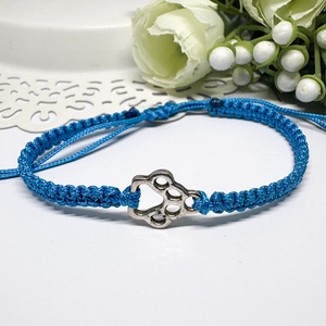 Makramé fonott karkötő  tapancsos kék , Ékszer, Karkötő, Gyöngyös karkötő, Csomózás, Ékszerkészítés, MESKA