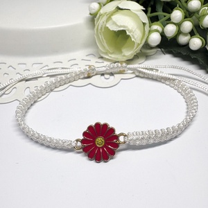 Fonott Makramé Karkötő Virág Medállal , Ékszer, Karkötő, Karkötő medállal, Csomózás, Ékszerkészítés, MESKA