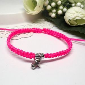 Fonott makramé karkötő cumi medállal pink  - ékszer - karkötő - fonott karkötő - Meska.hu