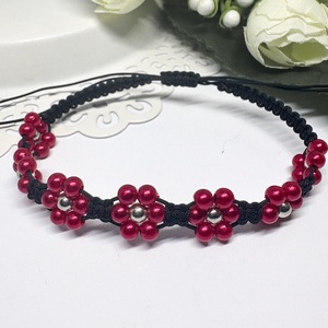 Fonott makramé gyöngy virág mintás , Ékszer, Karkötő, Fonott karkötő, Csomózás, Ékszerkészítés, MESKA