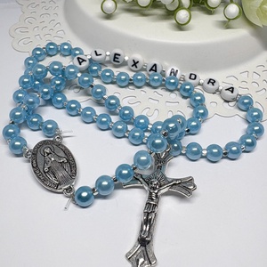  Egyedi gyöngyös rózsafüzér  személyre szabható névvel ???? - ékszer - nyaklánc - monogram & névnyaklánc - Meska.hu