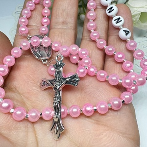  Egyedi gyöngyös rózsafüzér  személyre szabható névvel ???? - ékszer - nyaklánc - monogram & névnyaklánc - Meska.hu