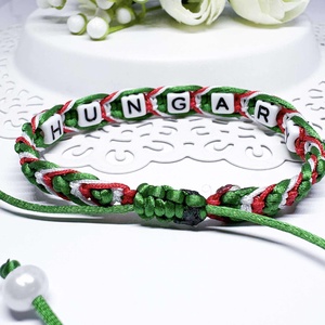 HUNGARY � Kézzel csomózott nemzeti színű karkötő - ékszer - karkötő - fonott karkötő - Meska.hu