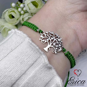 zöld életfás karkötő-fonott-makramé karkötő   - ékszer - karkötő - fonott karkötő - Meska.hu