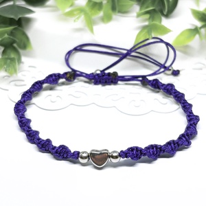 Ékszer Karkötők csavart Szíves sötét lila , Ékszer, Karkötő, Fonott karkötő, Csomózás, Gyöngyfűzés, gyöngyhímzés, MESKA