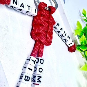 Egyedi Családfa Kulcstartó-Piros Emberkés 4 névvel - Meska.hu