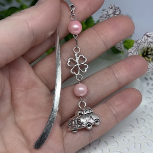 Rócsaszín Kocsis Könyvjelző   - könyv & zene - könyvjelző - Meska.hu