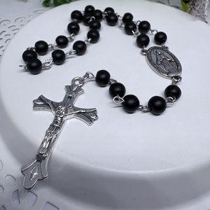 Védelmező Szerencse Rózsafüzér-Matt Ónix ( Névre szóló) , Otthon & Életmód, Vallás, Lánc & Füzér, Ékszerkészítés, Gyöngyfűzés, gyöngyhímzés, MESKA