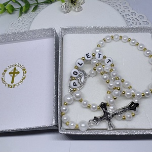  Egyedi gyöngyös rózsafüzér � személyre szabható névvel ???? - ékszer - nyaklánc - monogram & névnyaklánc - Meska.hu