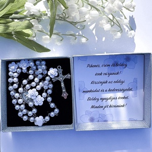 Rózsás Hófehér Rózsafüzér � Egyedi Kísérőkártyával és Díszdobozban - otthon & életmód - vallás - lánc & füzér - Meska.hu