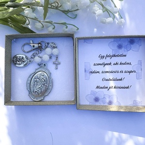 Szent Kristóf Védelmező Kulcstartó � Elegáns Ajándék Díszdobozban - otthon & életmód - vallás - lánc & füzér - Meska.hu