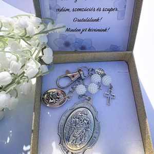 Szent Kristóf Védelmező Kulcstartó � Elegáns Ajándék Díszdobozban - otthon & életmód - vallás - lánc & füzér - Meska.hu