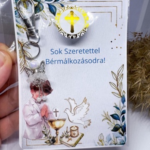 Bérmálkozási ajándék - Angyalka kulcstartó egyedi kísérőkártyán (Személyre szabható) - Meska.hu