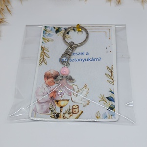 Keresztszülő felkérő angyalka kulcstartóval - Leszel a keresztanyukám / keresztapukám - baba - mama - keresztelő kellékek - keresztelőajándékok - Meska.hu
