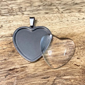 Nemesacél medálalap szett üveglencsés nyaklánchoz - szív, Nőnap, Anyák napja - Meska.hu