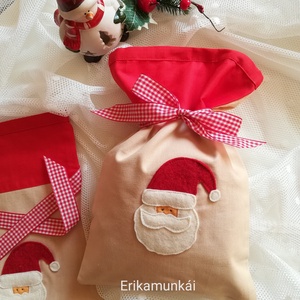 Mikulás zsák- Rudolf a rénszarvas  vagy Mikulás díszítéssel - karácsony - mikulás - mikulás - Meska.hu
