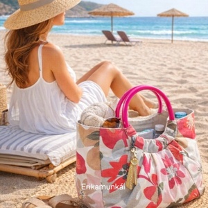 STRANDTÁSKA - KARIKAFÜLES TÁSKA  - táska & tok - kézitáska & válltáska - kézitáska - Meska.hu