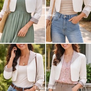 FEHÉR - VIRÁGOS BOLERÓ   - ruha & divat - női ruha - bolero - Meska.hu