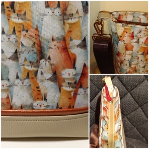 Bézs cicás női válltáska, crossbody, kistáska válltáska - táska & tok - kézitáska & válltáska - vállon átvethető táska - Meska.hu