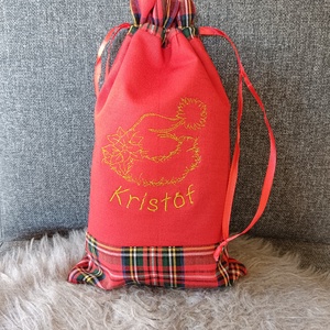 Hímzéssel díszített névreszóló mikulás zsák/zokni, Karácsony, Mikulás, Mikulás zsák, zokni, csizma, Hímzés, MESKA