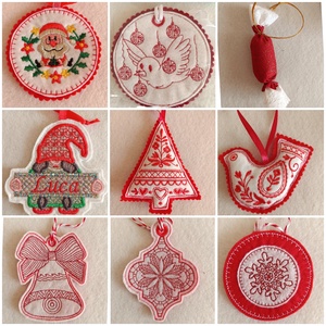 Hímzett karácsonyi filcdísz  - karácsony - karácsonyi lakásdekoráció - karácsonyfadíszek - Meska.hu