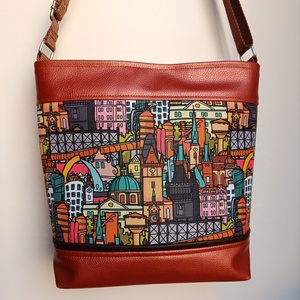 Bronz- mintás női válltáska, crossbody, Táska & Tok, Kézitáska & válltáska, Vállon átvethető táska, Varrás, MESKA