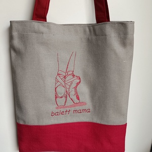 Hímzett balettcipős táska - táska & tok - bevásárlás & shopper táska - shopper, textiltáska, szatyor - Meska.hu