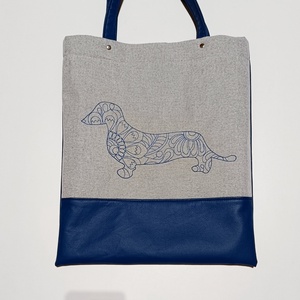 Mandalás-tacskós hímzett válltáska, Táska & Tok, Bevásárlás & Shopper táska, Shopper, textiltáska, szatyor, Varrás, Hímzés, MESKA