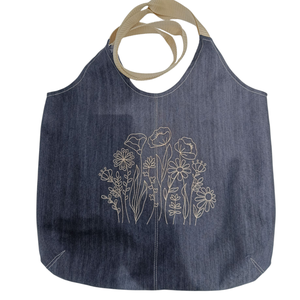 Hímzett farmer válltáska, shopper, bevásárló táska, textiltáska - Meska.hu