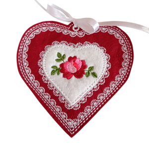 Anyák napi szív alakú hímzett ajándéktasak - otthon & életmód - papír, írószer - ajándékozás kellékei - ajándékzsák, csomagolás - Meska.hu