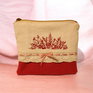 Romantikus hímzett neszeszer, cipzáras tok - táska & tok - neszesszer - Meska.hu