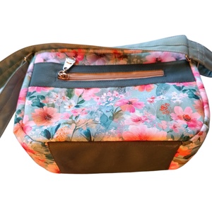 Türkiz virágos női válltáska, crossbody/ kistáska - táska & tok - kézitáska & válltáska - vállon átvethető táska - Meska.hu