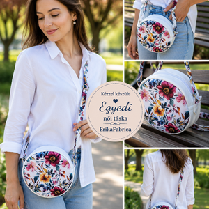 Virágos kör alakú váll és oldaltáska, crossbody - táska & tok - kézitáska & válltáska - vállon átvethető táska - Meska.hu