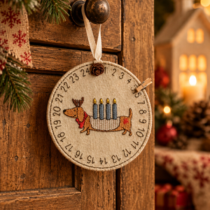 Mini tacskós hímzett adventi naptár  - Meska.hu