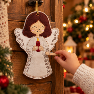Angyalkás hímzett adventi naptár  - Meska.hu