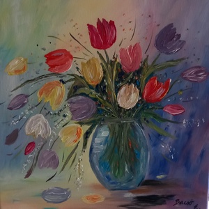 Tulipánok , Művészet, Festmény, Olajfestmény, , MESKA