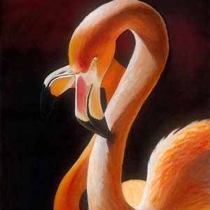 Két flamingo olaj festmény művészeti nyomat , Művészet, Festmény, Akril, Festészet, MESKA