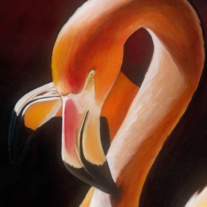 Két flamingo olaj festmény művészeti nyomat  - művészet - festmény - akril - Meska.hu