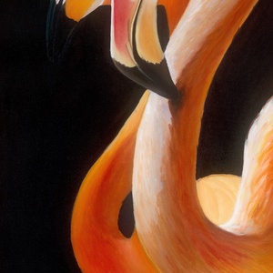 Két flamingo olaj festmény művészeti nyomat  - művészet - festmény - akril - Meska.hu