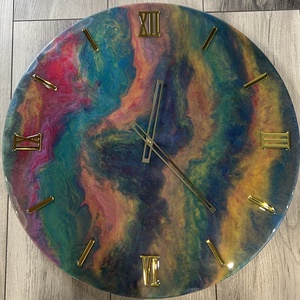 Kézzel készült EPOXY GYANTA FALIÓRA /55CM/ átmérőjű - Meska.hu