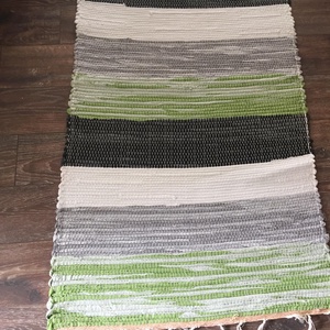 zöld-szürke csíkos rongyszőnyeg -  - Meska.hu