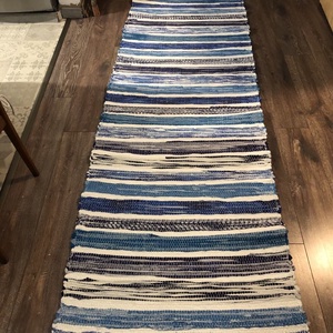 Kék-fehér csíkos szőnyeg - otthon & életmód - lakástextil - szőnyeg - szövött szőnyeg - Meska.hu