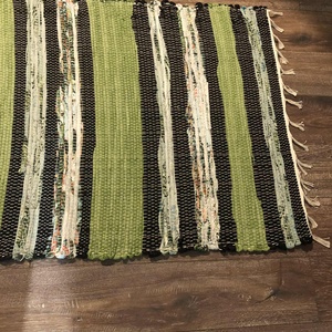 Zöld csíkos rongyszőnyeg - otthon & életmód - lakástextil - szőnyeg - szövött szőnyeg - Meska.hu