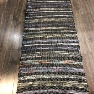 Fekete-színes csíkos szőnyeg - otthon & életmód - lakástextil - szőnyeg - szövött szőnyeg - Meska.hu