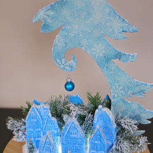 Karácsonyi falu - karácsony - karácsonyi lakásdekoráció - ünnepi asztaldekoráció - Meska.hu